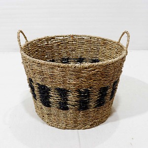 Handwoven Modern Eco-Friendly Seagrass Storage Basket Round <b>Wicker</b> Organizer Multifunction Natural <b>Hamper</b> for Home Office - Product Image 2