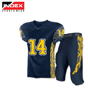 Conjunto de Uniforme de Fútbol Americano Index, Jersey de Malla Amarillo y Azul Marino con Cuello en V y Manga Corta con el Número 24 y Pantalones para Hombres Adultos - Product Image 4