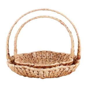 Plateau de service en jacinthe d'eau, panier tissé rustique fait main en gros pour la nourriture, le café et le thé en gros - Product Image 1