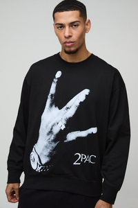 Sudadera 2Pac para Hombre, Cuello Redondo, Negra, de Felpa Transpirable, Manga Raglán, Corte Regular, Estilo Hip Hop, Color Sólido, Tejido de Punto, 100% Algodón - Product Image 4