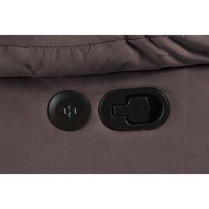 Poltrona Reclinabile Manuale Moderna con Braccioli Imbottiti, Schienale in Peluche, Trapuntatura Orizzontale, Porta USB, Finitura Color Cioccolato - per Soggiorno Principale - Product Image 5