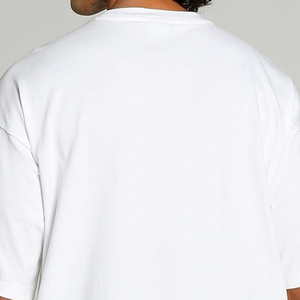 Oversized Men's <b>White</b> Cotton <b>T</b>-<b>Shirt</b> Short Sleeve O-Neck Casual Blank Jersey Knitted Breathable <b>Fit</b> - Product Image 3