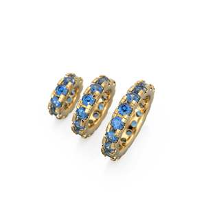 Breloque ronde en or 14 carats avec saphir bleu, Breloque roue de saphir, Support de breloque rond, Connecteur de bande éternité en saphir rond - Product Image 4