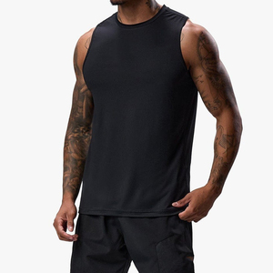 Men's Spandex Gym <b>Vest</b> Spandex Logo Solid Plain Sleeveless Tank Top for Bodybuilding and Fitness - Product Image 1