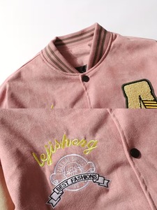 OEM Manufacturer Premium Quality Pink Varsity <b>Jacket</b> <b>Men</b> Embroidered Letter Patch Designs Street Baseball Bomber Varsity <b>Jacket</b> - Product Image 2