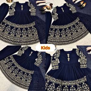 Trending New Designer Mom-Daughter Combo Heavy Faux Georgette Wrinkle-Free Reversible Party Salwar Kameez Set - Product Image 5