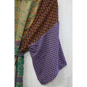 Vintage Silk Patchwork <b>Long</b> Kimono Robe Boho <b>Dressing</b> <b>Gown</b> Statement Handmade Robe - Product Image 4