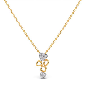 Collier en diamant à double bouclier géométrique avec centre en forme ouverte et design de pendentif suspendu moderne - Product Image 1
