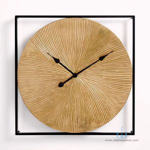 Wooden <b>Modern</b> Hanging Round Silent Quartz Analog <b>Wall</b> <b>Clock</b> with Honeycomb Texture for Living Room Home Decor - Product Image 3