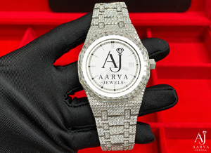 AARVA JEWELS นาฬิกาโลหะฝังเพชรสำหรับผู้ชายสไตล์วินเทจสุดหรู ขนาด 42 มม. หน้าปัดแสดงวันที่แบบอนาล็อกและดิจิตอล ตัวล็อคแบบซ่อน - Product Image 2