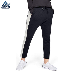 Pantalones Deportivos Negros de Punto para Hombre con Franja Lateral, Cintura Elástica con Cordón, Pantalones Casuales para Fitness y Atletismo - Product Image 1