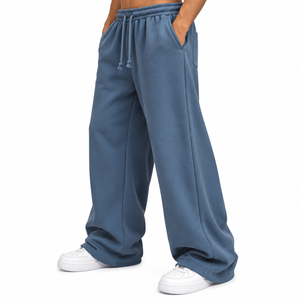 Pantalon ample style coréen pour homme, coupe minimaliste et décontractée, jambe large, marque privée, fabricant grossiste - Product Image 5