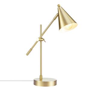 Lampe de table en laiton de qualité supérieure avec abat-jour en verre et base lourde, éclairage de luxe - Product Image 1
