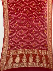 Reine Banarasi Neemzari Georgette Rai Bandhani Dupatta Premium Festliche Hochzeits-Traditionstücher (150 Banarashi Original-Uttra) - Product Image 3