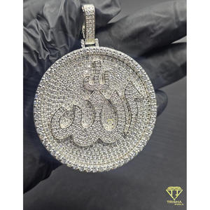 Pendentif Iced Out avec le nom d'Allah en écriture arabe, serti de pierres Moissanite, bijoux Hip Hop en argent 925, design personnalisé - Product Image 6
