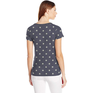 T-shirt pour femme à col rond et manches courtes, couleur unie, coupe ample, décontracté, en coton tricoté, anti-plis, avec logo, pour toutes les saisons - Product Image 5