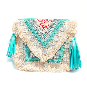 Accessoires de mode en cristal de luxe faits à la main en Inde, poignée de sac baguette perlée multicolore, sac à main décontracté durable, style local - Product Image 2