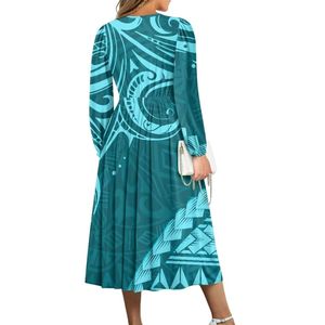 Puletasi Samoan Traditional <b>Dress</b> <b>Plus</b> <b>Size</b> Women's Long Sleeve Wrap V Neck Tie Waist A Line Maxi <b>Dress</b> - Product Image 2