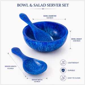 Ensemble de bol et cuillère en résine minimaliste de haute qualité, durable, léger, décoratif, pour salade, fruits, pâtes, riz - Product Image 3