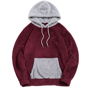 Wholesale Unisex 300G 100% Cotton Colorblock <b>Hoodie</b> Digital Print <b>Fluffy</b> Faux Fur Lined Anti Pilling Winter Streetwear - Product Image 2