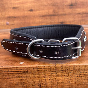 Nouveaux fournitures pour animaux de compagnie en cuir de vachette doux rembourré perlé Rivet collier de chien en cuir véritable ceinture de chien Design de luxe colliers sur mesure - Product Image 5