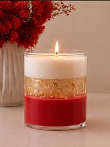 Modern Cylinder Glass Jar <b>Candle</b> <b>Red</b> White Gold Dripless Scented Eco Friendly Soy Wax Indoor Home Decoration Christmas - Product Image 3