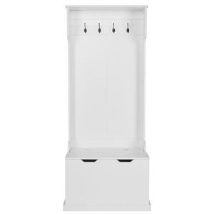 Armadio Indipendente Bianco con Scaffali Multipli, Appendiabiti da Camera da Letto/Veranda con Ganci per Vestiti - Product Image 5