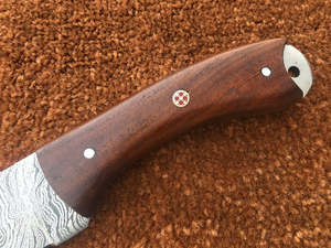 Cuchillo de Caza de Acero de Damasco Hecho a Mano, Personalizable, con Mango de Madera, Funda de Cuero para Supervivencia al Aire Libre y Camping, OEM - Product Image 2