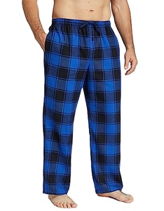 Factory Wholesale Yarn Dyed Cotton Flannel 155GSM Pants 3 Colors Plaid Plus Size Men's Sleepwear Drawstring Pyjamas - Product Image 2