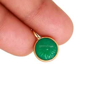 Natural Green Onyx Flower Pendant 925 Sterling <b>Silver</b> Jewelry Hand Carved Gemstone <b>Charm</b> Green Onyx Stone Pendant For Jewelry - Product Image 5