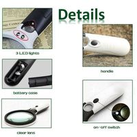 Handheld 45X Magnifying Glass with 3 LED Light Reading Lens Jewelry Loupe