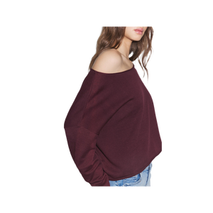 เสื้อสเวตเตอร์ถักทรงโอเวอร์ไซส์สำหรับผู้หญิง สีพื้น ไหล่ตก แขนยาว คอกลม ผ้าฝ้ายระบายอากาศ เสื้อฤดูร้อน - Product Image 5