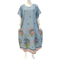 Camisón con estampado floral para mujer, cuello en V, manga corta, largo hasta la rodilla, suave, no tejido, cintura elástica, ropa de dormir informal de verano, 100%
