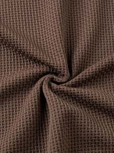 Polo de punto gofrado para hombre, manga corta, con cremallera de un cuarto, color café, tela texturizada, casual, corte ajustado, tops de verano, moda masculina, suave - Product Image 6