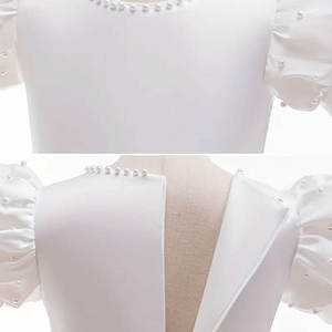 Robe de bal en satin et tulle à manches bouffantes blanches pour filles de 2 à 12 ans, idéale pour mariage et fêtes, nouvelle collection de haute qualité, robe de demoiselle d'honneur en gros - Product Image 3