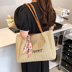 Transformez votre garde-robe saisonnière avec ce sac élégant en fil naturel, orné d'un imprimé lettrage estival et doté de poignées d'épaule, maintenant disponible. - Product Image 4