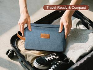 Wholesale Genuine Leather Canvas <b>Toiletry</b> <b>Bag</b> Vintage <b>Mens</b> Travel Dopp Kit Waterproof Shaving Cosmetic Wash Pouch TDB-0051 - Product Image 6