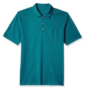 Polo en coton Oxford uni bleu sarcelle pour homme, manches courtes, avec poche poitrine, style décontracté, tissu respirant, coupe classique - Product Image 5