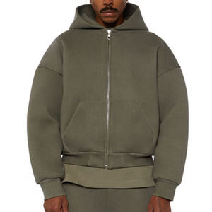 Ensemble de survêtement personnalisé pour homme, coupe ample, coupe-vent, 100% coton, écologique, respirant, hiver, décontracté, avec sweat à capuche zippé - Product Image 5