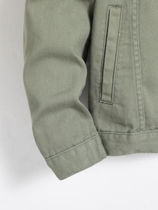 Unisex Olive Green Denim Trucker Jacket Single Breasted Button Turn Down Collar <b>Spring</b> <b>Coat</b> - Product Image 3