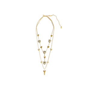 WF270-0117B Collar de Moda para Mujer con Colgante de Corazón y Cadena de Serpiente Chapada en Oro - Product Image 2