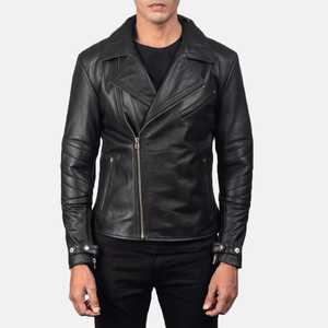 Raiden Black Leather <b>Biker</b> <b>Jacket</b> - Product Image 3