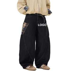 Pantalon homme personnalisé avec logo, coupe ample, style streetwear, jean large en coton délavé vintage, jean baggy pour homme - Product Image 2