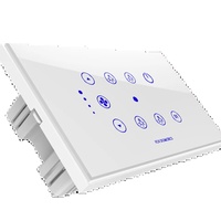 Interruptor táctil de pared WiFi inteligente, Panel de vidrio de 4 bandas con marco de metal, interruptor de luz eléctrica, interruptor inteligente Tuya