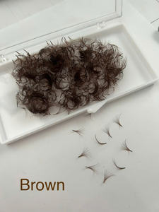 ขนตาปลอมแบบพัด 6D ทำมือ คุณภาพพรีเมียม สีน้ำตาล  แบบหลวม  ต่อขนตาแบบธรรมชาติ ยาว  วัสดุ PBT ของเกาหลี - Product Image 5