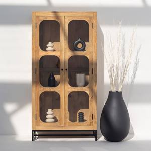 Vitrine en bois Vandana Merino Mira, design moderne et minimaliste en bois massif, meuble de rangement - Product Image 1