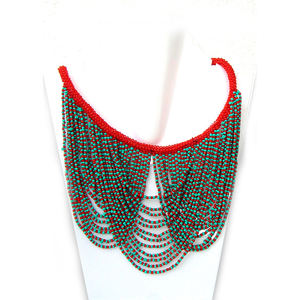 Collar de cadena de cuentas de vidrio indio hechas a mano Royal Gem Loom, joyería de moda artesanal para bodas y fiestas, precio mayorista premium - Product Image 3