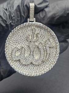 Silver Plated Allah Pendant Micro Pave Crystal <b>Islamic</b> Religious Charm Unisex Fashion Jewelry <b>Gift</b> - Product Image 1