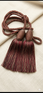 Traditional Navy Blue <b>Curtain</b> Tiebacks with Brown Rope and Tassels Elegant Window Decor Accessories - Product Image 2