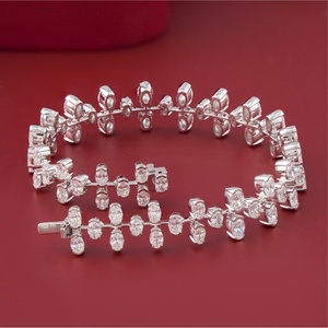 Lab Grown Diamond Vine Cluster Bracelet 7.55 CT 14K White <b>Gold</b> Rhodium Plated 18K <b>Solid</b> <b>Gold</b> Yellow <b>Gold</b> Rose <b>Gold</b> - Product Image 3